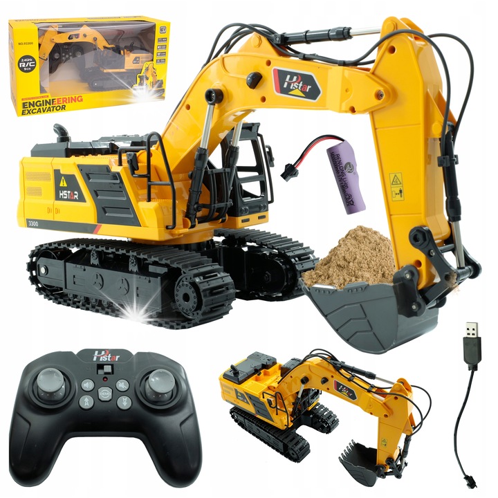 Багер R/C Stator, модел XXL, звукови ефекти, въртяща се кула на 360, 45x32см, пълен комплект