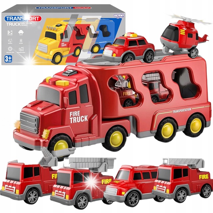 Woopie Interaktív Tűzoltóautó Készlet Utánfutóval, Hangokkal és Fényekkel, 33,5x9x13,5cm