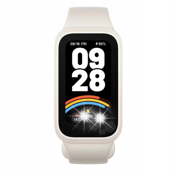 Bratara fitness Xiaomi Smart Band 9 Active, 1.47", 50 moduri sport, culoare bej, dimensiuni 45.9x26.94x9.99mm