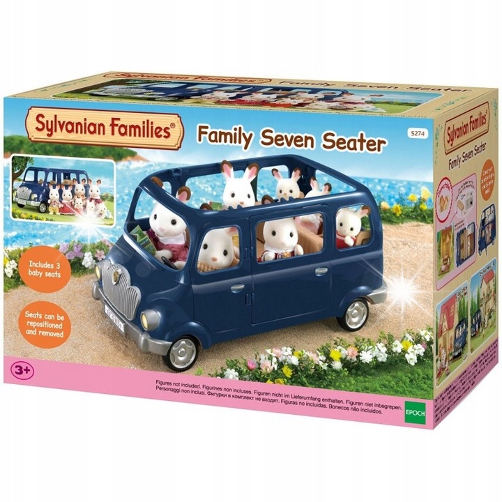 Семеен миниван за 7 души, Sylvanian Families, гранат, комплект с карта, книга