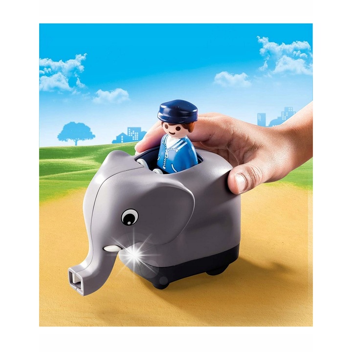 Комплект фигурки Playmobil 1.2.3, Моят първи влак, 9 части, пластмаса, за деца от 18 месеца