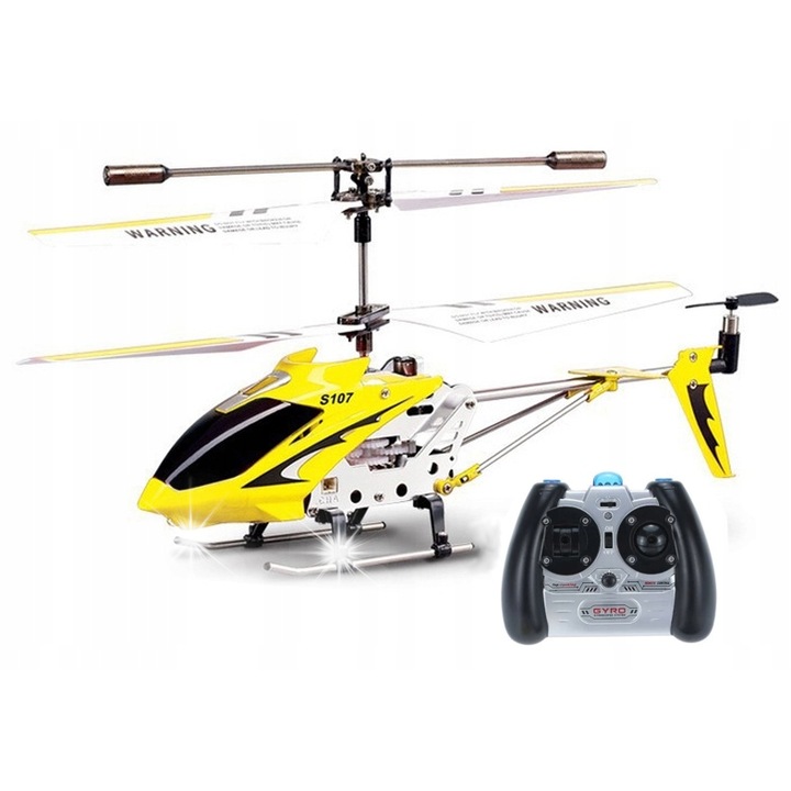 Helicopter RC Syma S107G, 3 canale, sistem stabilizare GYRO, multicolor, 22x3.8x9.8cm, set complet