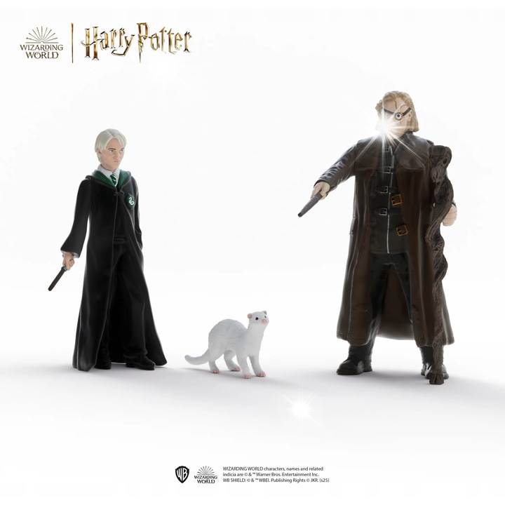 Figurine set Harry Potter, Schleich, Szalonooki Moody si Draco Malfoy cu furet, multicolor, 6 ani+