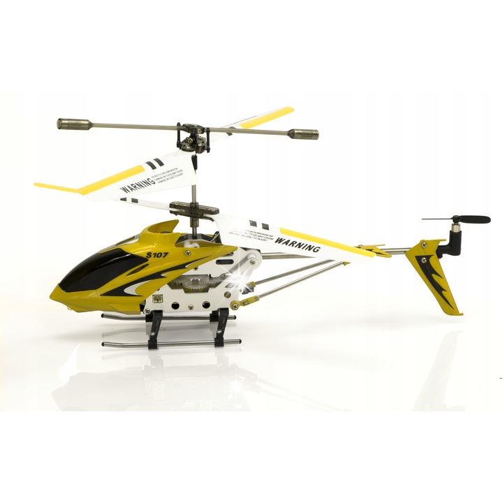Helicopter RC Syma S107G, 3 motoare, stabilizare GYRO, galben, 22x3.8x9.8cm, set complet