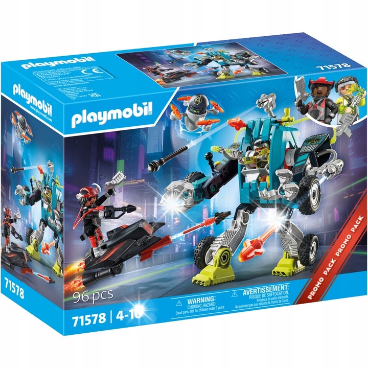 Комплект фигурки Playmobil Робот срещу Планер 71578, 96 части, 2 персонажа, многоцветен