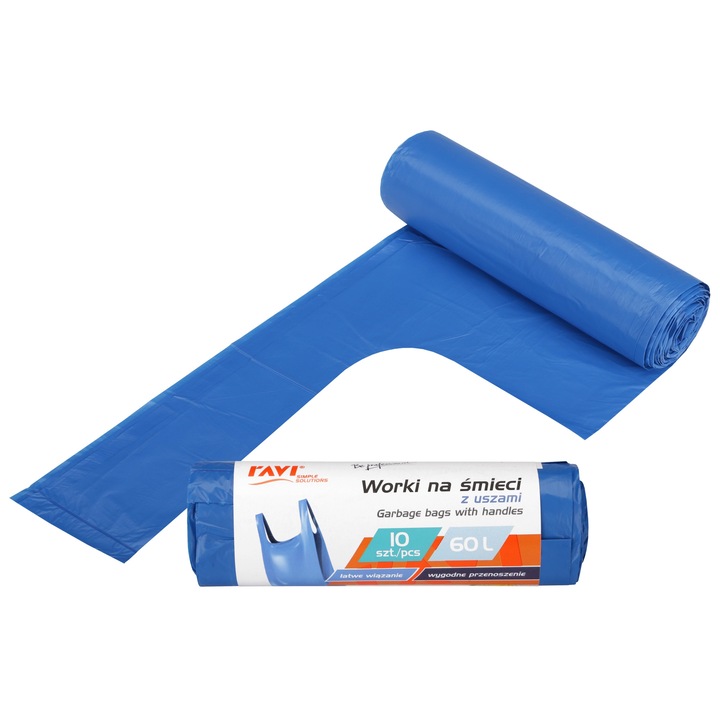 Saci menajeri RAVI set 10 buc, 60L, cu urechi, HDPE