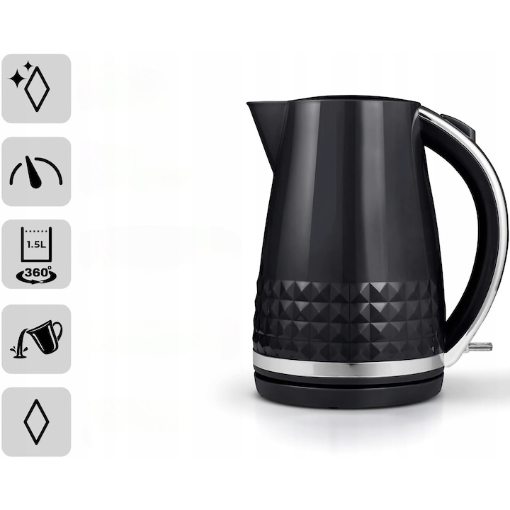 Fierbator electric portabil, 750 ml, inox, 12V, argintiu, set cu cablu de alimentare