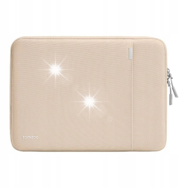 Etui laptop tomtoc Defender-A13, 14", bej, dimensiuni 31,3x22,1x1,5cm, impermeabil, din materiale reciclate
