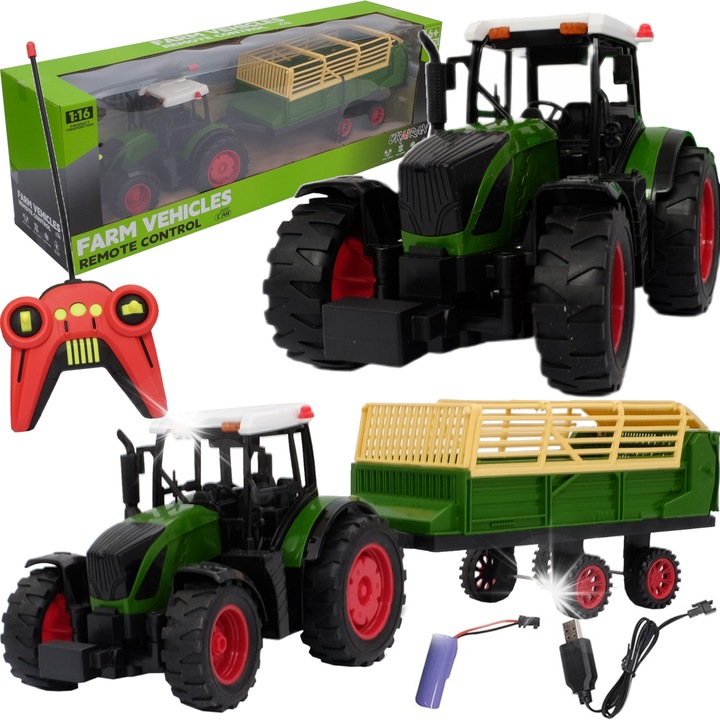 Toy Planet Távirányítós traktor, 50cm, USB tápellátás, 1:16, többszínű