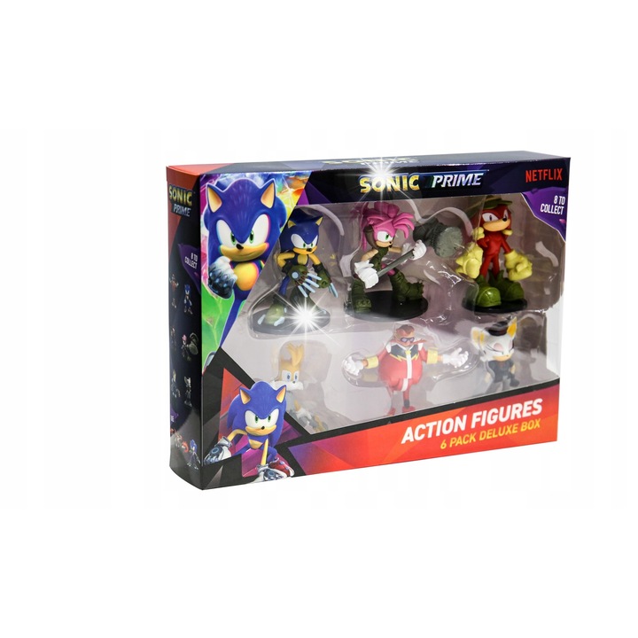 Set figurine Sonic Prime, 8 piese, 6,5cm, multicolor