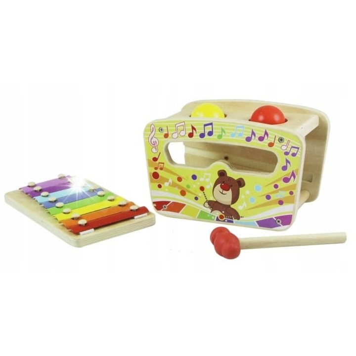 Set instrumente muzicale de jucarie, Trefl, lemn, natural, 30x15x10cm