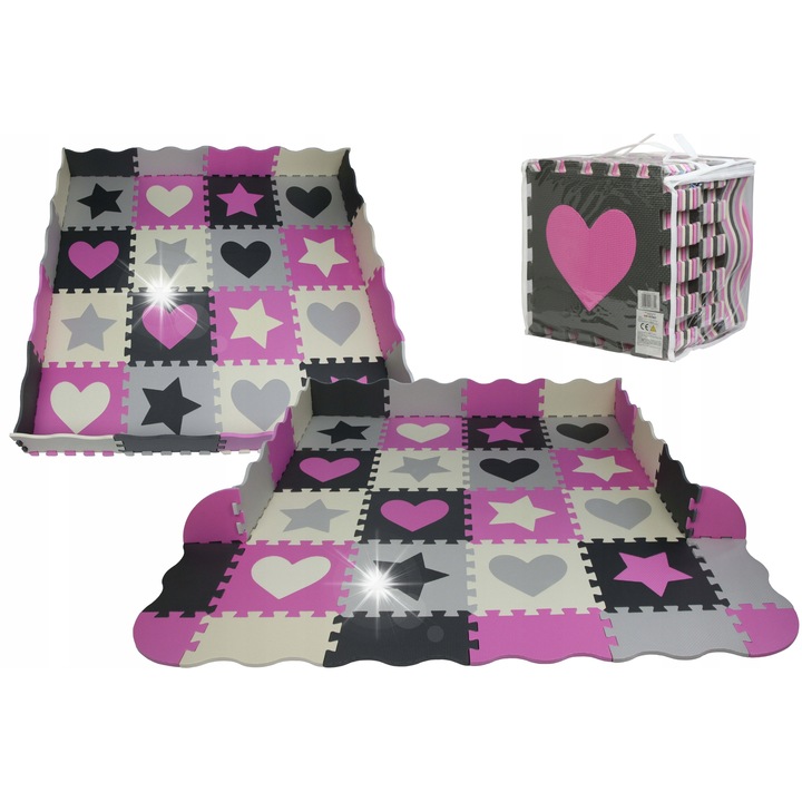 Covor educational 3 in 1, ULTIMAR, 52 elemente, antiderapant, 150x150x1cm