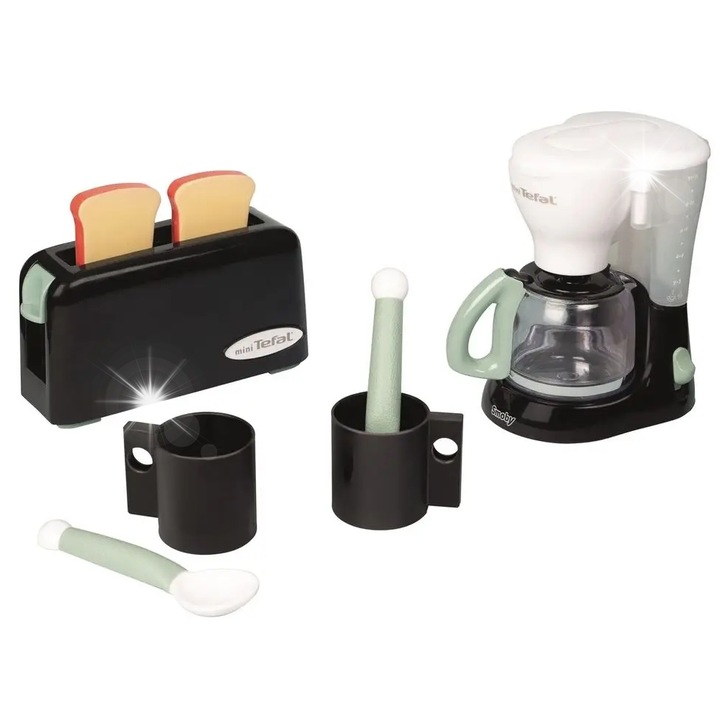 Bucatarie copii, Smoby, set cu toster si expresor de cafea, plastic, multicolor