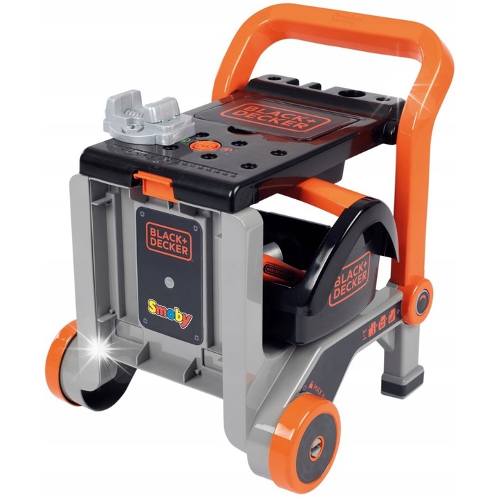 Smoby Black & Decker 3in1 szerszámrendező szett, tálca, 19 kiegészítő, 33x32x42cm