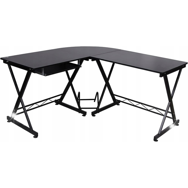Ъглово бюро SONGMICS, 150x138x75см, черно, с поставка за клавиатура