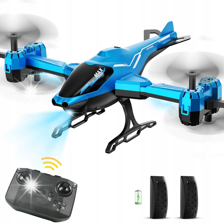 Helicopter RC VATOS 2.4G cu iluminare LED, control prin telecomanda, functie de evitare a obstacolelor, 360° rotire, set complet