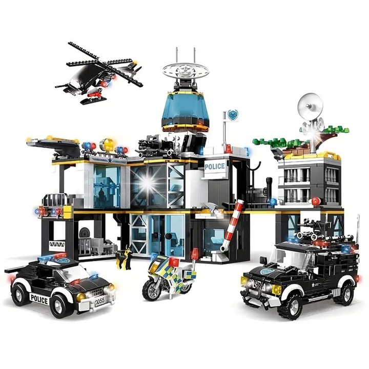 Set de constructie Ramiz, Klocki Policja SWAT, 1261, cladire politieneasca, masina, jeep