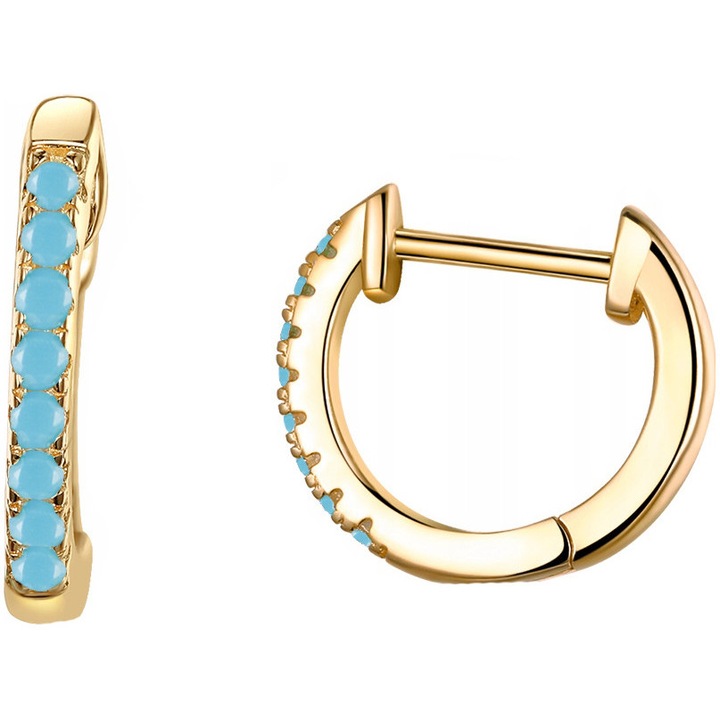 Cercei Trusky, placate cu aur, culoare aurie, pastel, 1.2x1.4cm