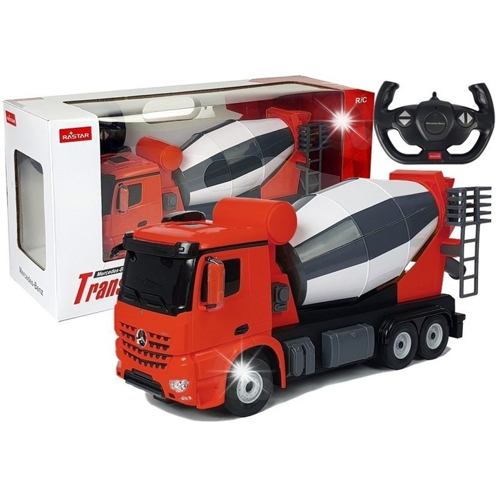 Masinuta R/C Mercedes-Benz Arocs 1:14, Rastar, rosu, 36x12x17cm, set cu telecomanda