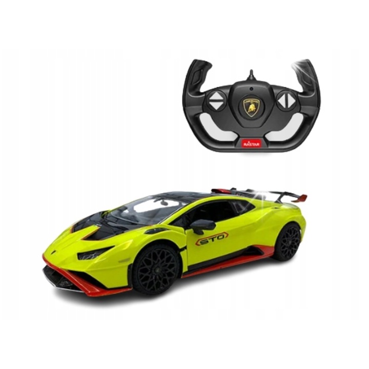 Masinuta Rastar Lamborghini Huracan STO, 1:14, zdalnie sterowana, efecte luminoase, 30x14x8cm