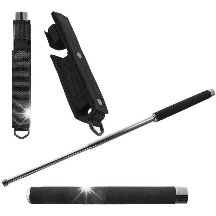 Baston telescopic Walther, ProSecur 25", 64 cm, cu etui, 3 segmente din otel