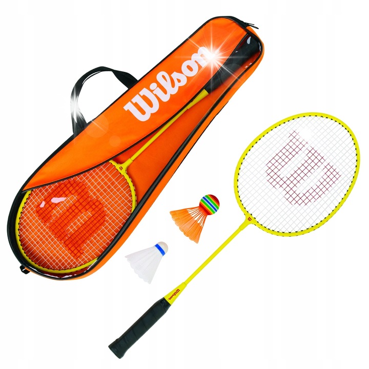 Комплект бадминтон Junior, Wilson, 2 алуминиеви ракети, 2 перца, чанта, многоцветен