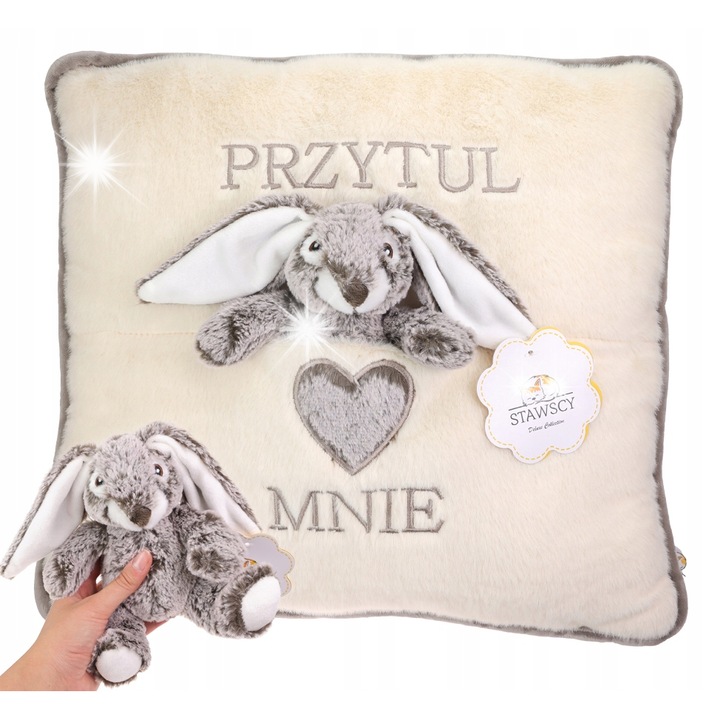 Set perna, jucarie de plus iepuras, Stawscy, crem, 40x40cm, 22x20cm