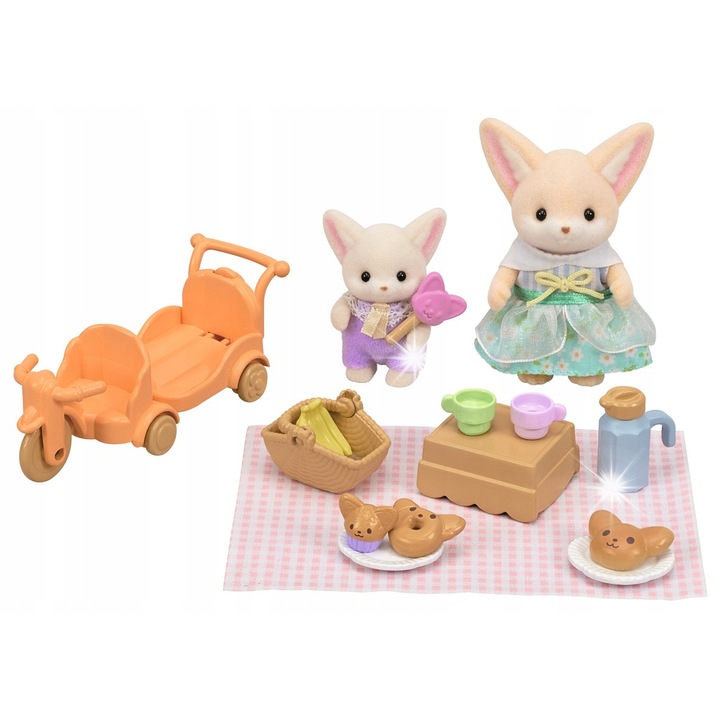 Комплект фигурки Sylvanian Families, пустинни лисици, 2 фигурки, триколка, 20x17x5,5см