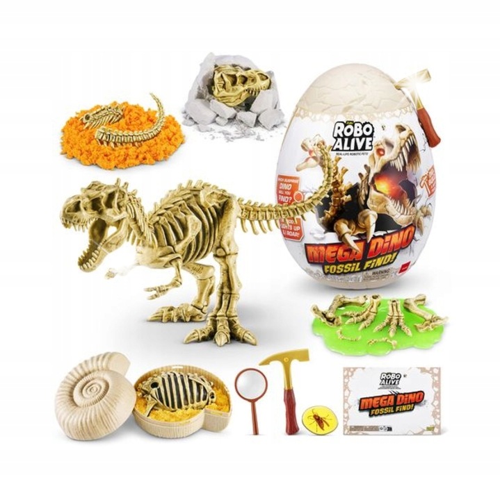 Jucarie interactiva copii, Zuru, 4 dinozauri de descoperit, set cu unelte de sapat, multicolor