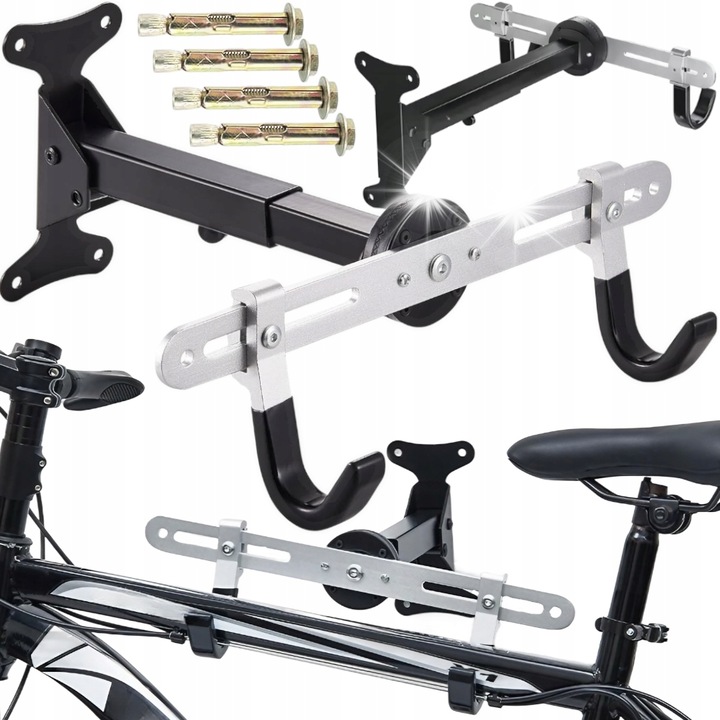 Стойка за съхранение на велосипед TODOMI, регулируема, въртяща се, черна, 24x36см