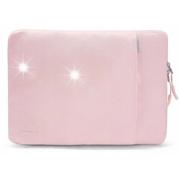 Etui laptop Tomtoc Terra, 14 inch, roz, set cu organizator