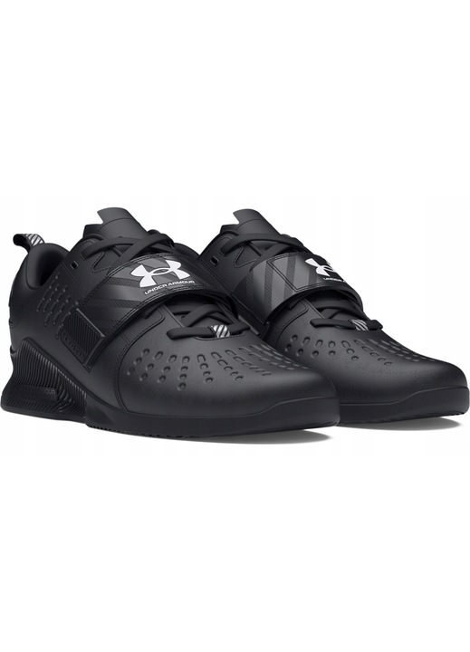 Pantofi de antrenament unisex Under Armour Reign Lifter, negri, piele sintetica, curea reglabila, talpa din cauciuc, 44 EU
