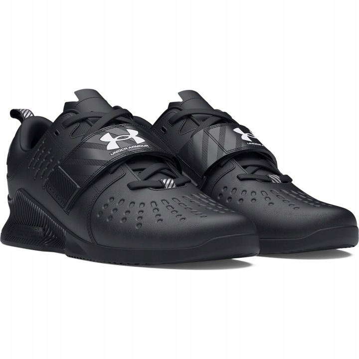 Pantofi de antrenament unisex Under Armour Reign Lifter, negri, piele sintetica, curea reglabila, talpa din cauciuc, 44 EU