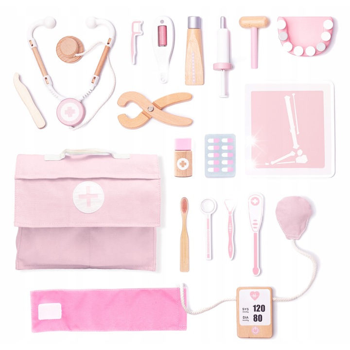 Set joaca doctor UMU, 18 piese, lemn, pentru copii de la 3 ani