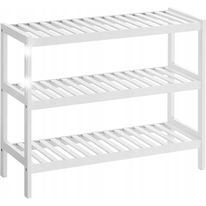Raft pentru incaltaminte, Songmics, 3 niveluri, alb, 70x55x26 cm