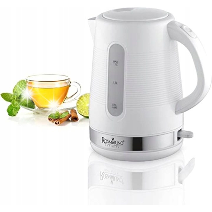 Fierbator electric, Rosmarino C280B, 2200W 1,7L alb, design modern, sistem de siguranta triplu, fara fir, 23,50x21,30x15,50cm