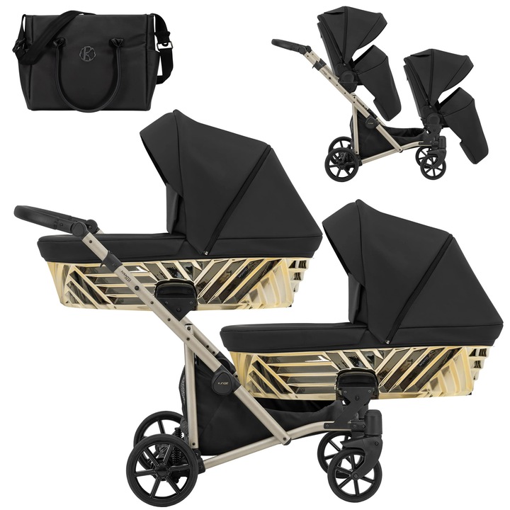 Carucior 2 in 1 Kunert IVENTO Duo Glam, compact, roti pe rulmenti, multicolor, 14kg