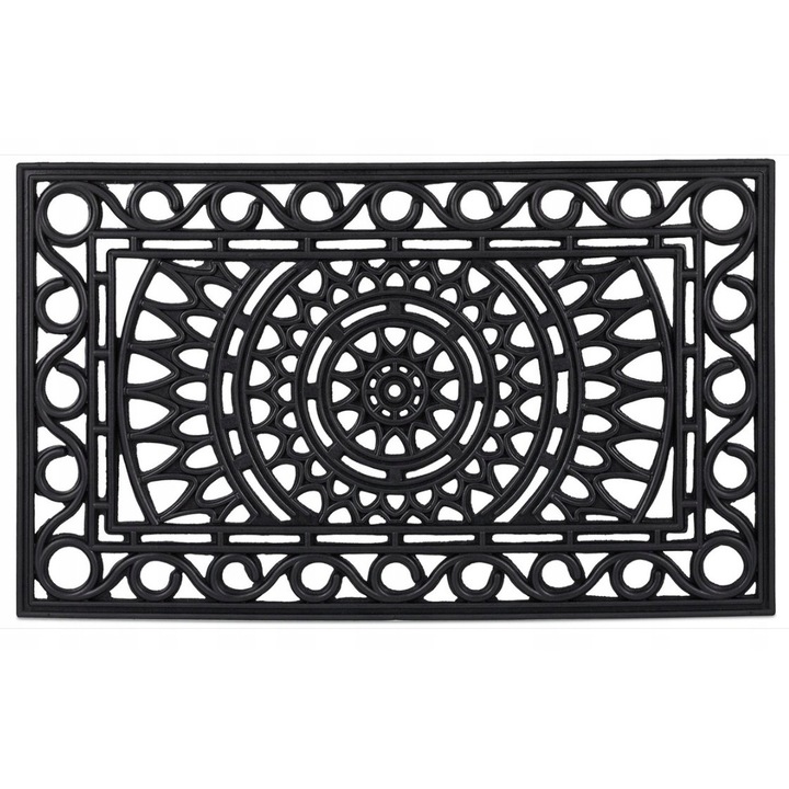 Előszőnyeg, Relaxdays, 45x75cm, csúszásmentes, fekete