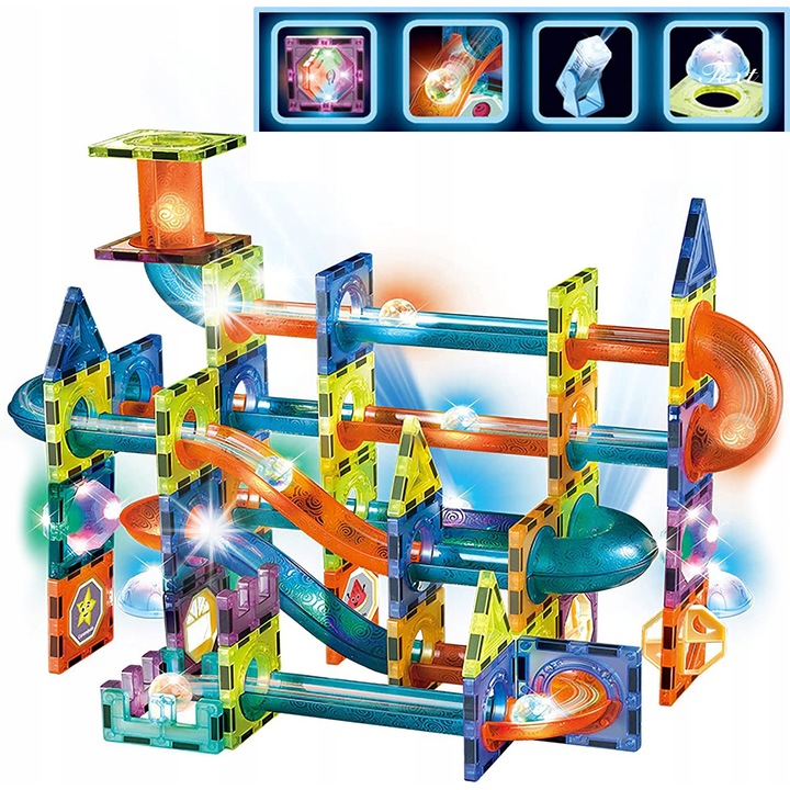 Set de constructie, BK, Tor Kulkowy Magnetyczny, 81 elemente, multicolor