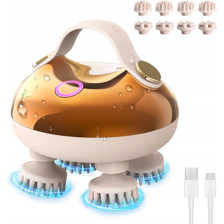 Aparat de masaj electric pentru cap si corp, auriu, waterproof, 800mAh, Arboleaf