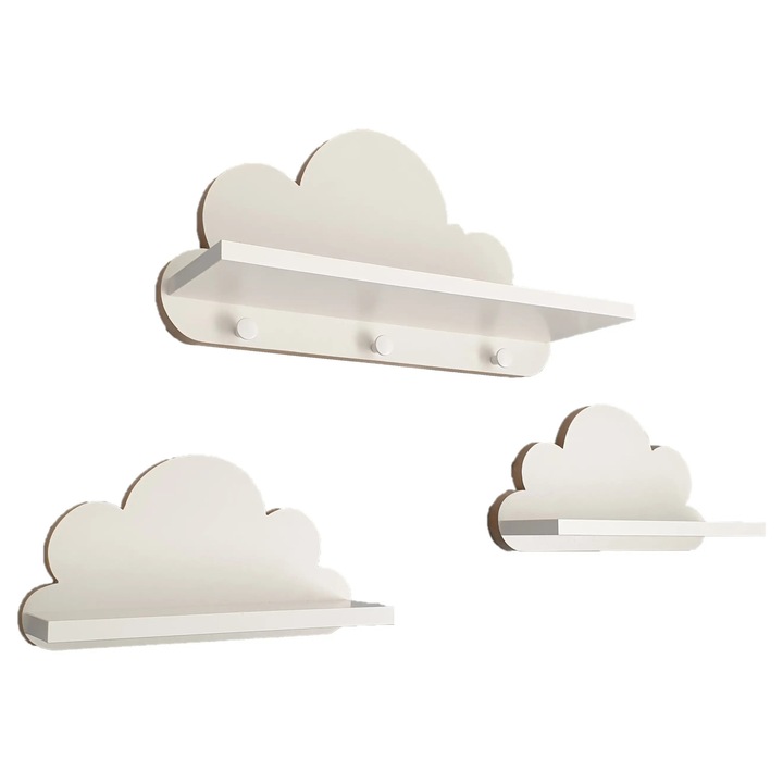 Set 3 rafturi IBIZA, Alb, MDF 18mm