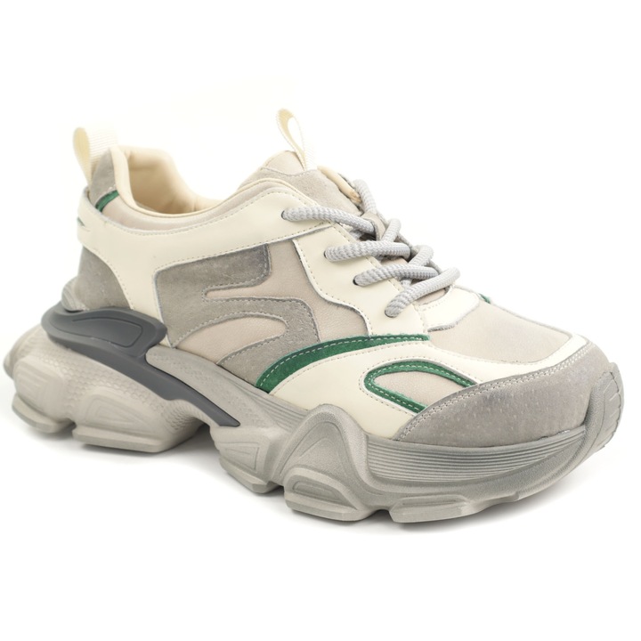 Pantofi dama Y5786-CREAM/GREEN-39