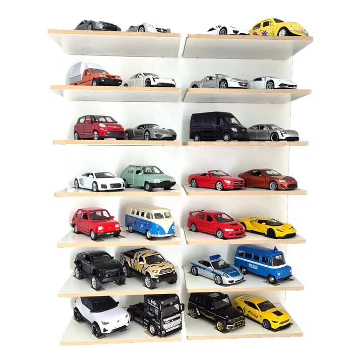 Raft pentru expunerea modelelor de masini, Moliland, 1:38-1:43, 28 vehicule, MDF 18mm, deschis