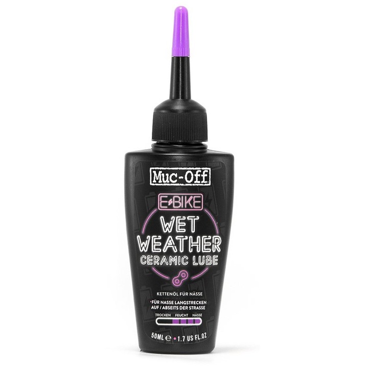 Lubrifiant ceramic Muc-Off eBike Wet Lube 50ml, waterproof, pentru conditii umede