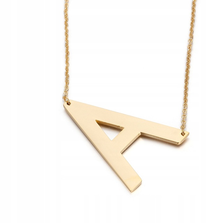 Colier aurit cu litera A, Trusky, 18k aur, inox