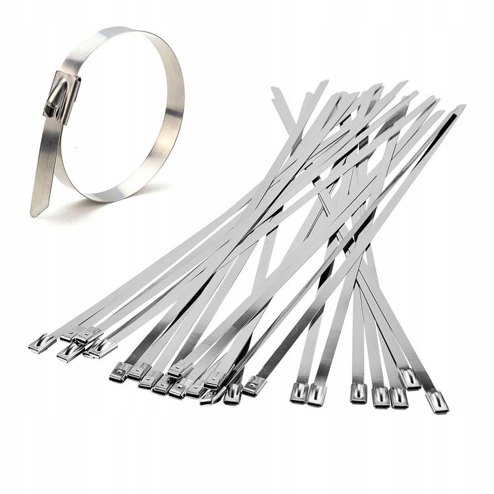 Coliere de cabluri din inox, set 100 buc, 4,6x200mm, rezistente la coroziune