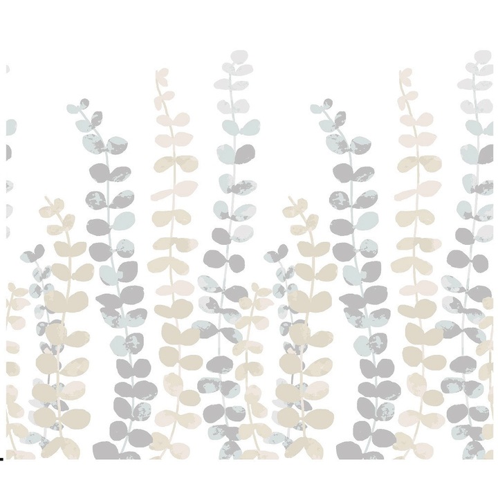 Zalona dus Alsea, 180x180cm, alb, model ramuri gri-bej, set 12 inele