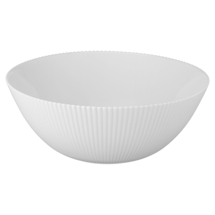 Bol AURORA, 20,3cm, sticla alba opal, structura ryflata, set