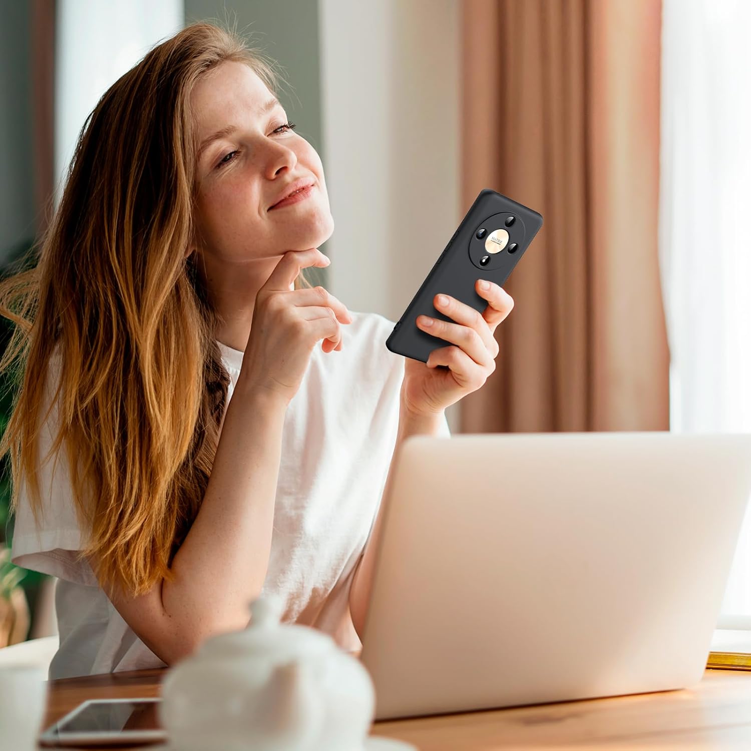 Husa pentru Honor Magic 8 Lite Liquid Silicone, subtire, captusita cu microfibra, anti amprenta, protectie camera foto, negru