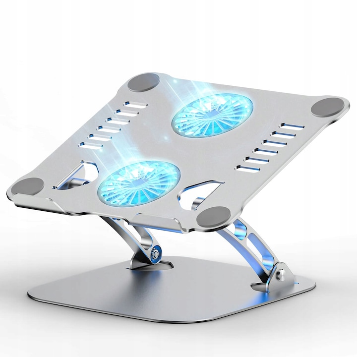 Stojak pentru laptop, ergonomic, cu ventilator RGB, 10-17 inch, reglabil, 5-30cm